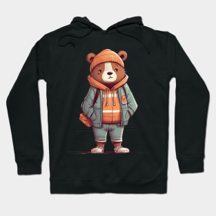 A cute teddy bear wearing street fashion Hoodie